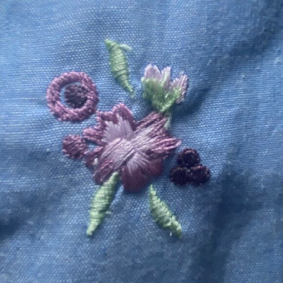 Vtg Embroidered Floral Button-Up Blouse Cottagecore Grandmacore GoldenGirls14/16 - Picture 5 of 13